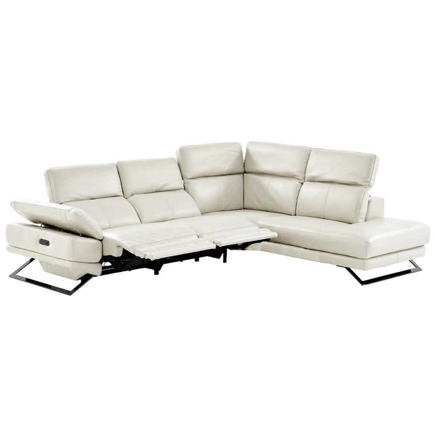 Toronto White Leather Power Reclining Sofa w/Right Chaise El Dorado