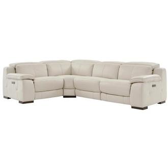 Gian Marco Light Gray Leather Power Reclining Sectional