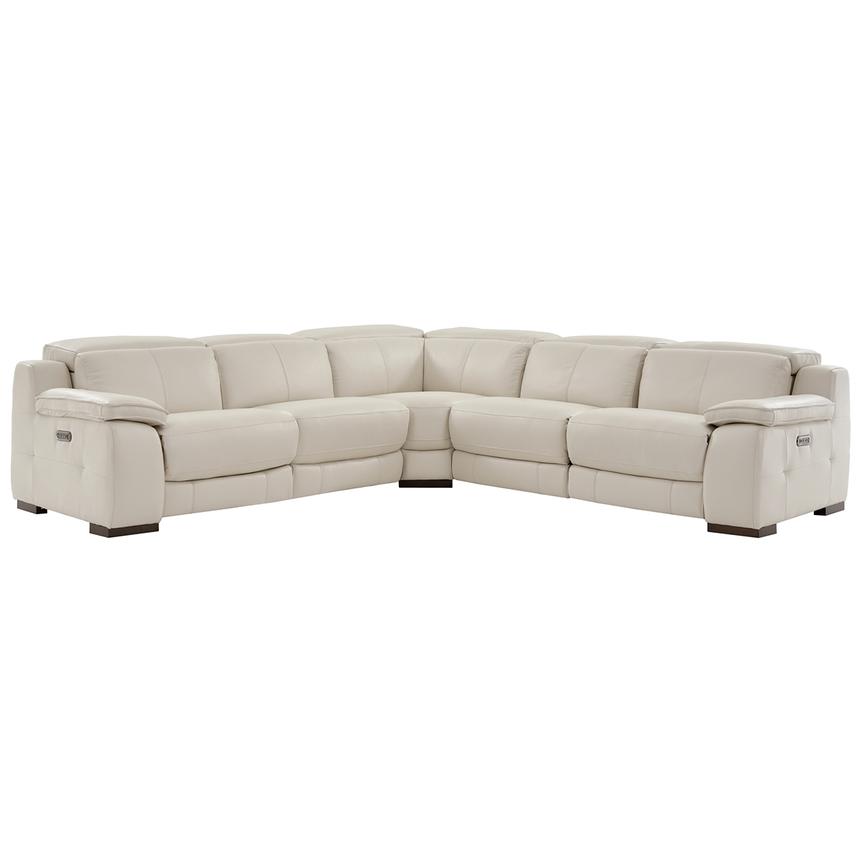 Gian Marco Light Gray Leather Power Reclining Sectional with 5PCS/3PWR main image, 1 of 7 images.