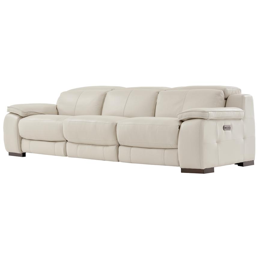 Gian Marco Light Gray Oversized Leather Sofa alternate image, 3 of 8 images.