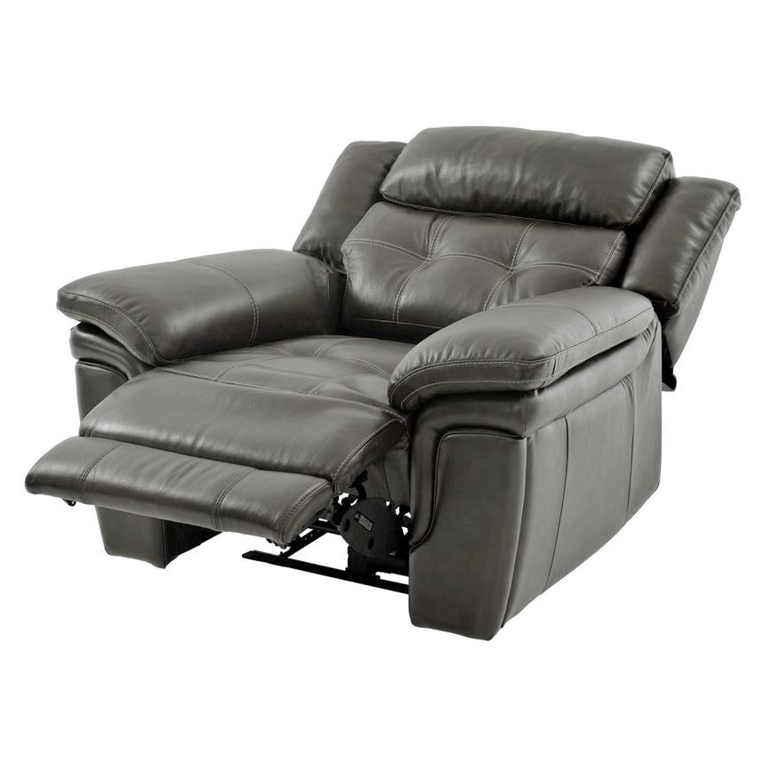 Stallion Gray Leather Power Recliner  alternate image, 2 of 9 images.