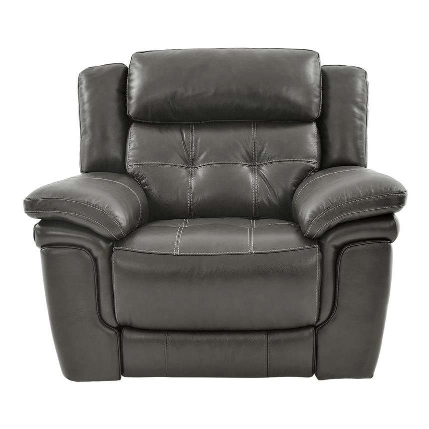 Stallion Gray Power Motion Leather Recliner | El Dorado Furniture