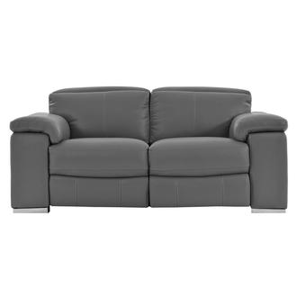 Charlie Gray Leather Power Reclining Loveseat