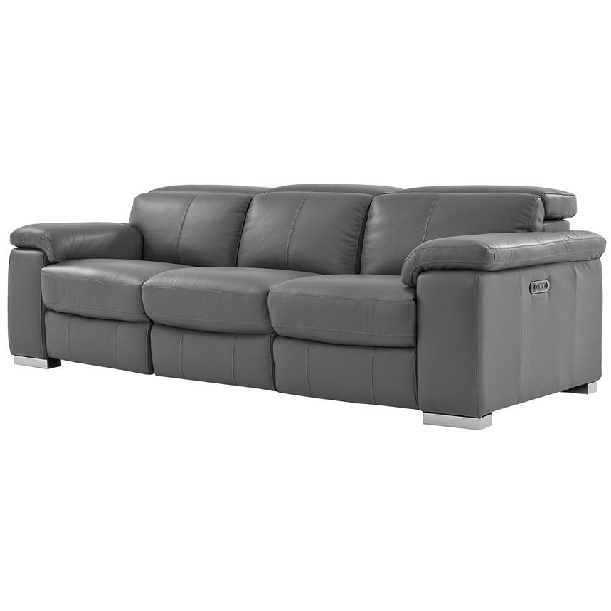 Charlie Gray Leather Power Reclining Sofa alternate image, 3 of 11 images.