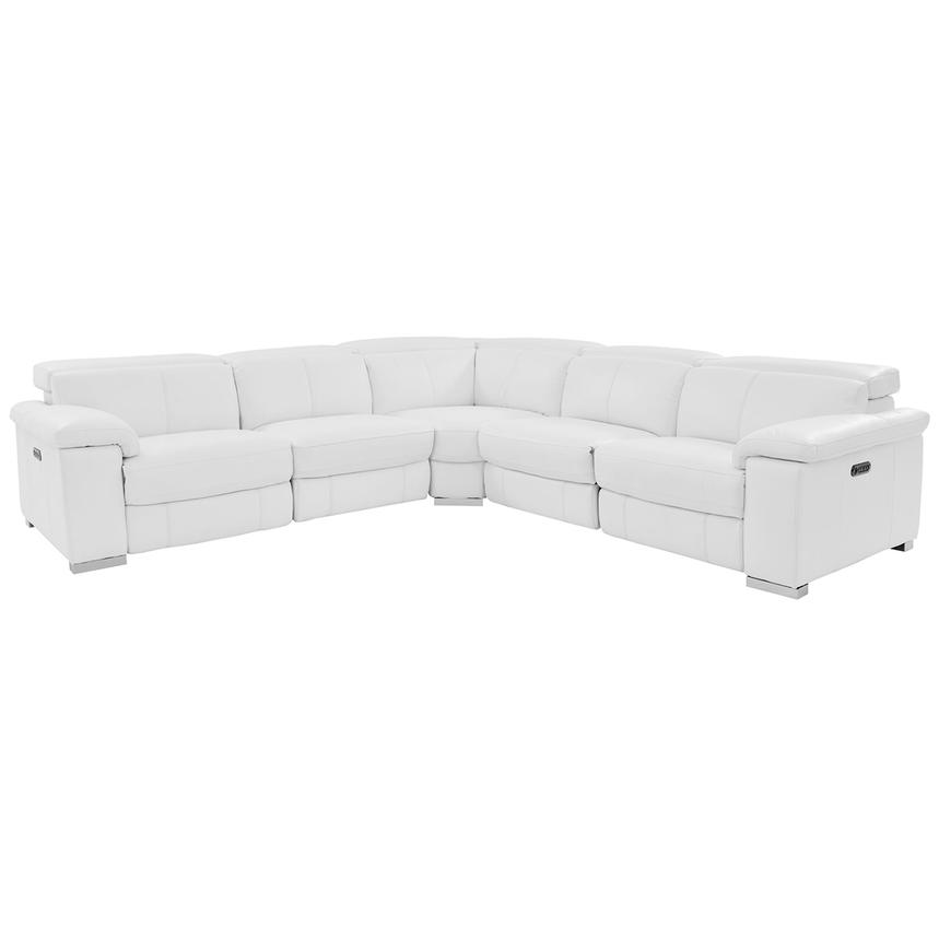 Charlie White Leather Power Reclining Sectional with 5PCS/3PWR  main image, 1 of 11 images.