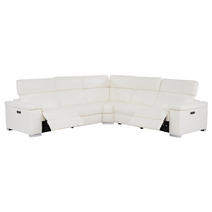 Charlie White Leather Power Reclining Sectional with 5PCS/3PWR  alternate image, 3 of 10 images.