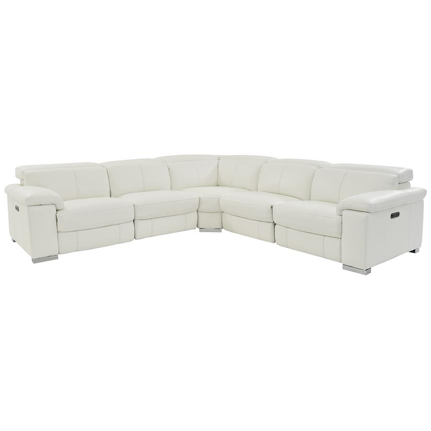 Charlie White Leather Power Reclining, Leather Sectional White