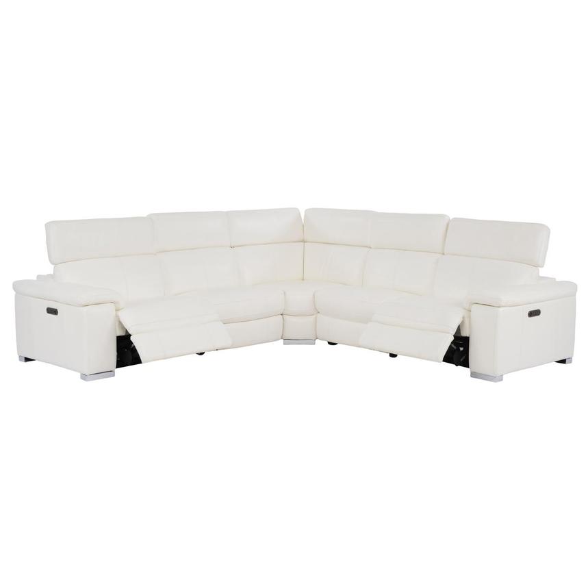 Charlie White Leather Power Reclining Sectional with 5PCS/3PWR alternate image, 3 of 10 images.