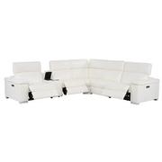 Charlie White Leather Power Reclining Sectional with 6PCS/3PWR  alternate image, 3 of 12 images.