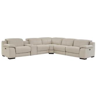 Gian Marco Light Gray Leather Power Reclining Sectional