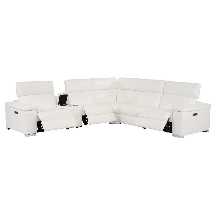 Charlie White Leather Power Reclining Sectional with 6PCS/3PWR alternate image, 3 of 12 images.
