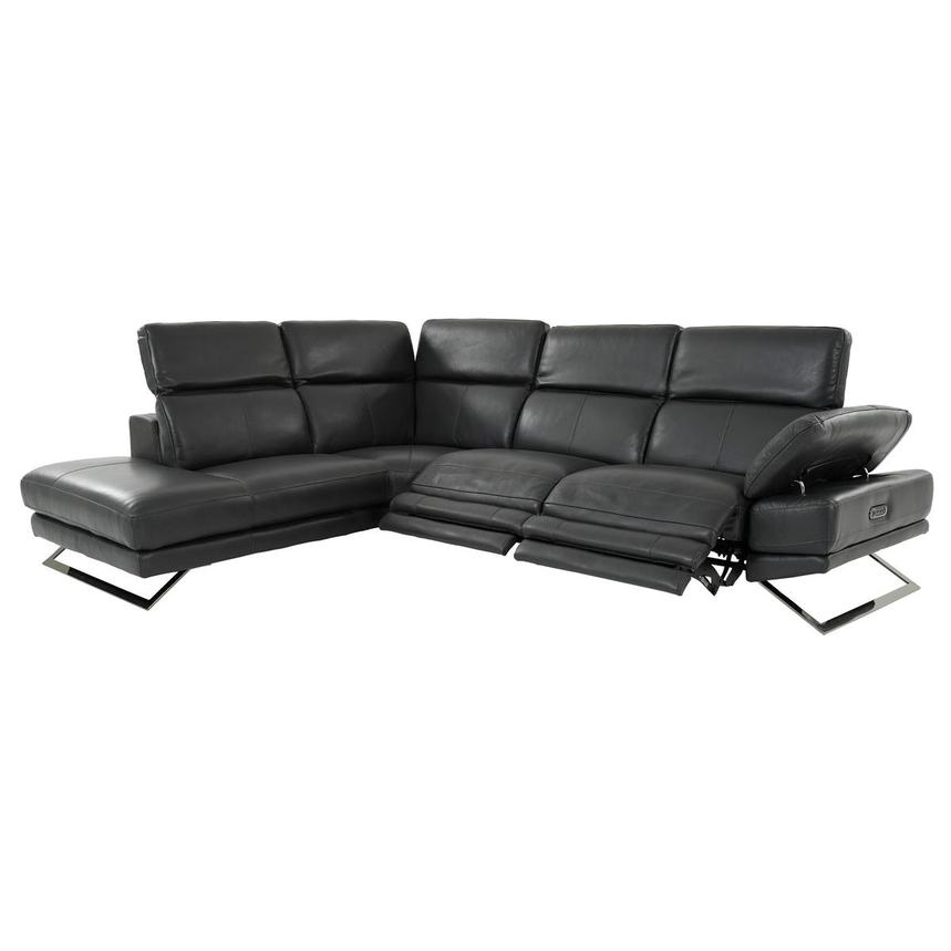 Toronto Dark Gray Leather Power Reclining Sofa w/Left Chaise  alternate image, 2 of 10 images.