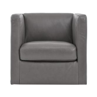 Cute Light Gray Leather Swivel Chair
