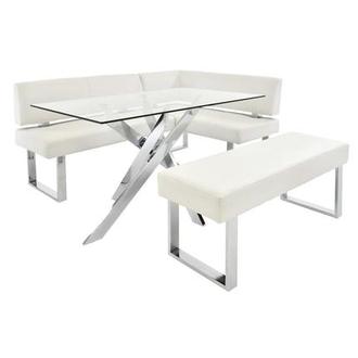Linden Clear/White 3-Piece Right Corner Nook Set