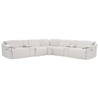Austin Light Gray Leather Power Reclining Sectional with 7PCS/3PWR