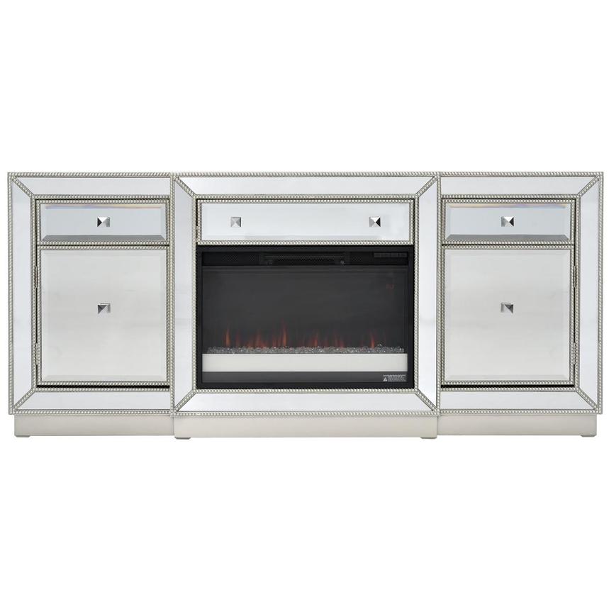 Uribia Electric Fireplace W Remote, Mirrored Console Table With Fireplace