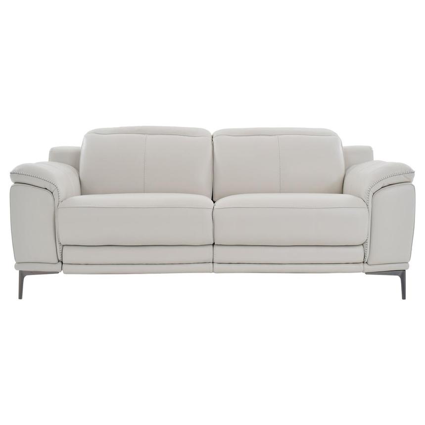 Katherine Light Gray Leather Power Reclining Loveseat  main image, 1 of 9 images.
