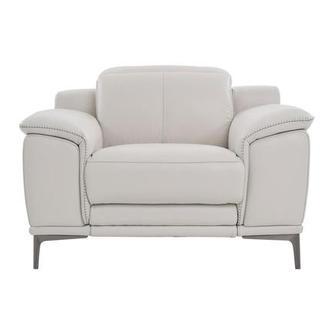 Katherine Light Gray Leather Power Recliner