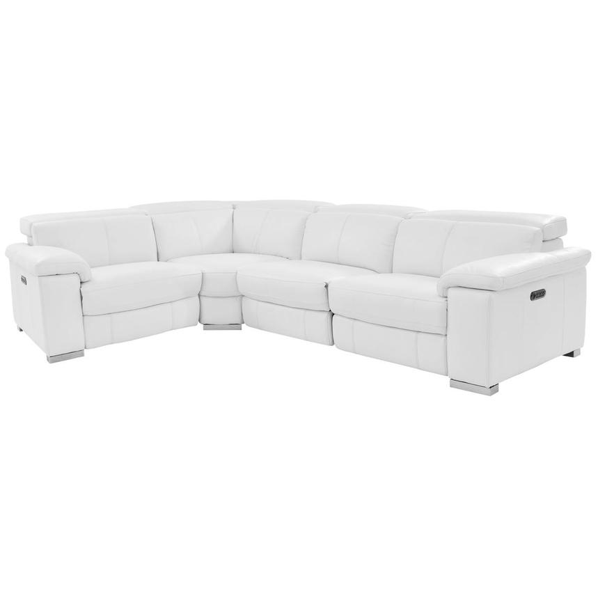 Charlie White Leather Power Reclining Sectional with 4PCS/2PWR  main image, 1 of 10 images.