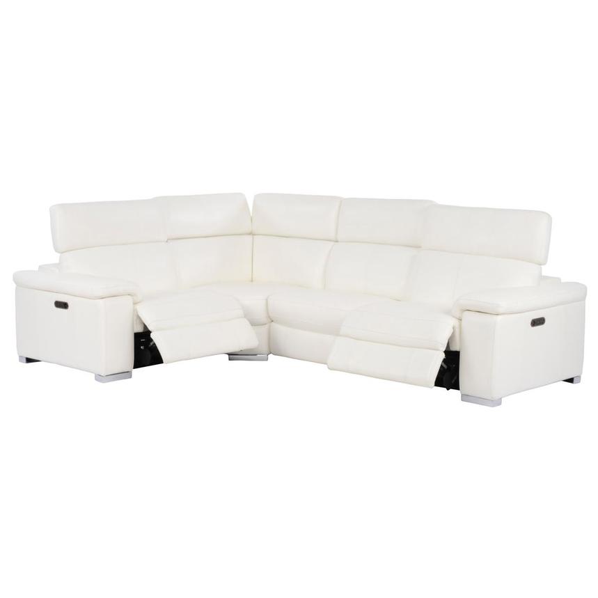 Charlie White Leather Power Reclining Sectional with 4PCS/2PWR  alternate image, 3 of 10 images.
