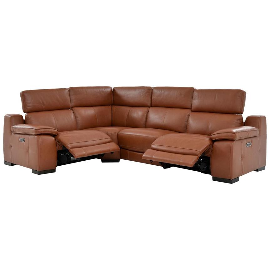 Gian Marco Tan Leather Power Reclining Sectional with 4PCS/2PWR  alternate image, 2 of 7 images.
