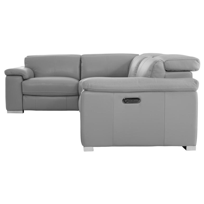Charlie Light Gray Leather Power Reclining Sectional with 4PCS/2PWR alternate image, 3 of 14 images.