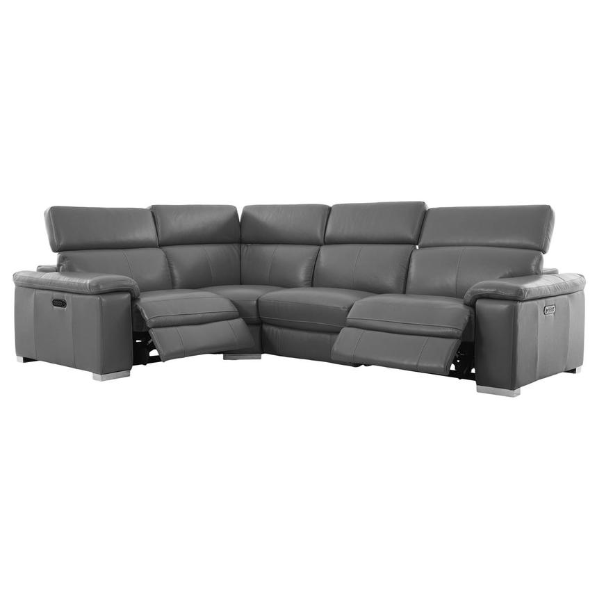 Charlie Gray Leather Power Reclining Sectional with 4PCS/2PWR  alternate image, 3 of 13 images.