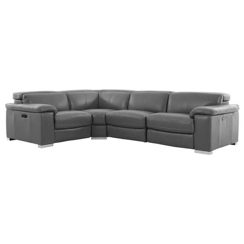 Charlie Gray Leather Power Reclining Sectional with 4PCS/2PWR main image, 1 of 13 images.