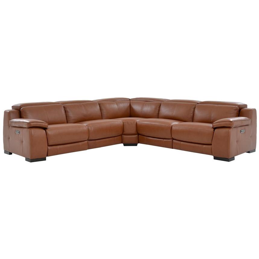 Gian Marco Tan Leather Power Reclining Sectional with 5PCS/3PWR  main image, 1 of 7 images.