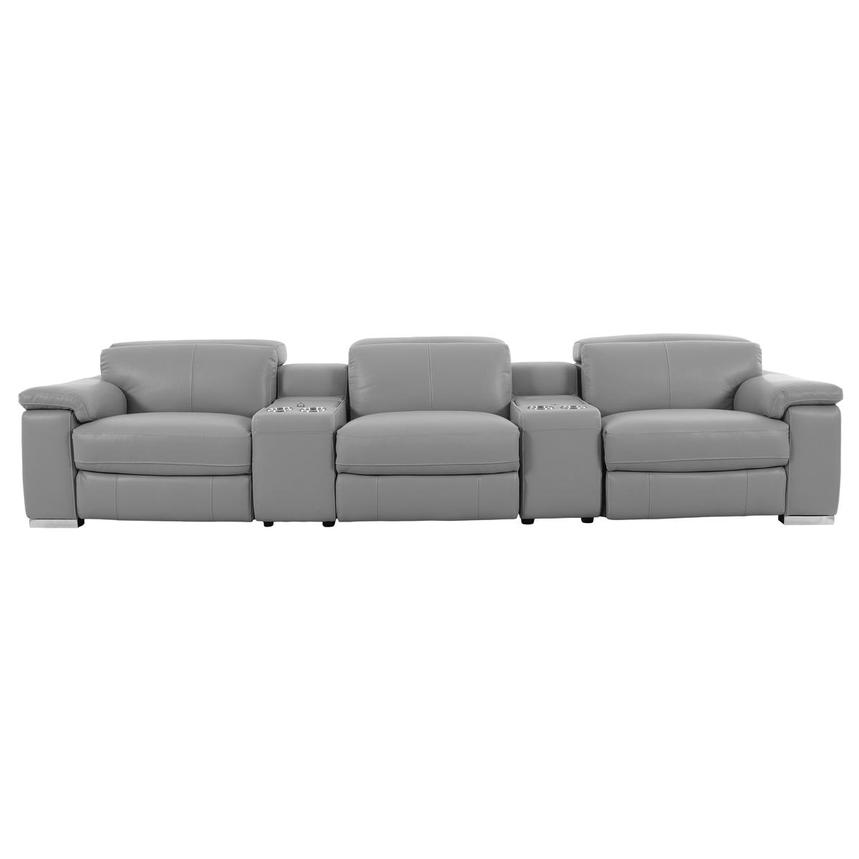 Charlie Light Gray Home Theater Leather Seating with 5PCS/2PWR  main image, 1 of 15 images.