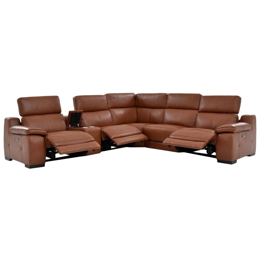 Gian Marco Tan Leather Power Reclining Sectional with 6PCS/3PWR  alternate image, 3 of 9 images.