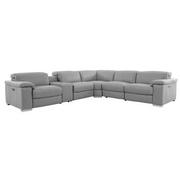 Charlie Light Gray Leather Power Reclining Sectional with 6PCS/3PWR  main image, 1 of 15 images.