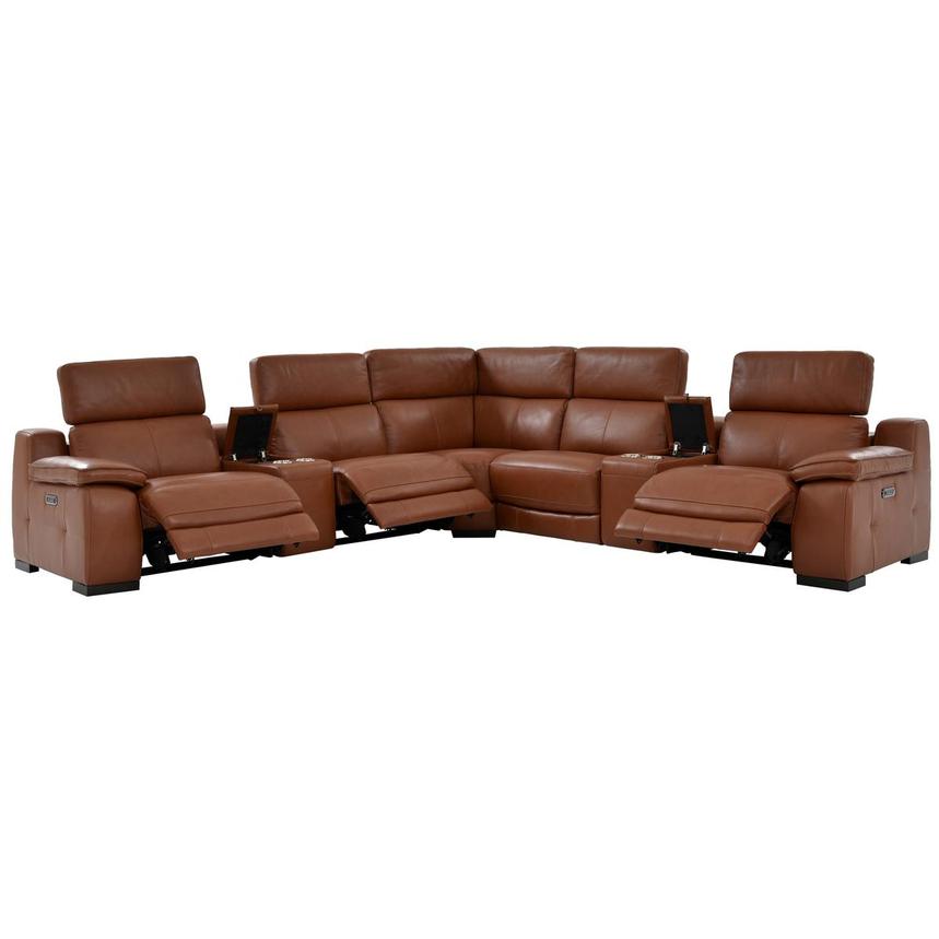 Gian Marco Tan Leather Power Reclining Sectional with 7PCS/3PWR  alternate image, 3 of 10 images.