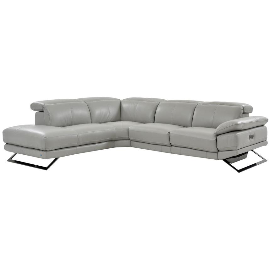 Toronto Silver Leather Power Reclining Sofa w/Left Chaise  main image, 1 of 7 images.