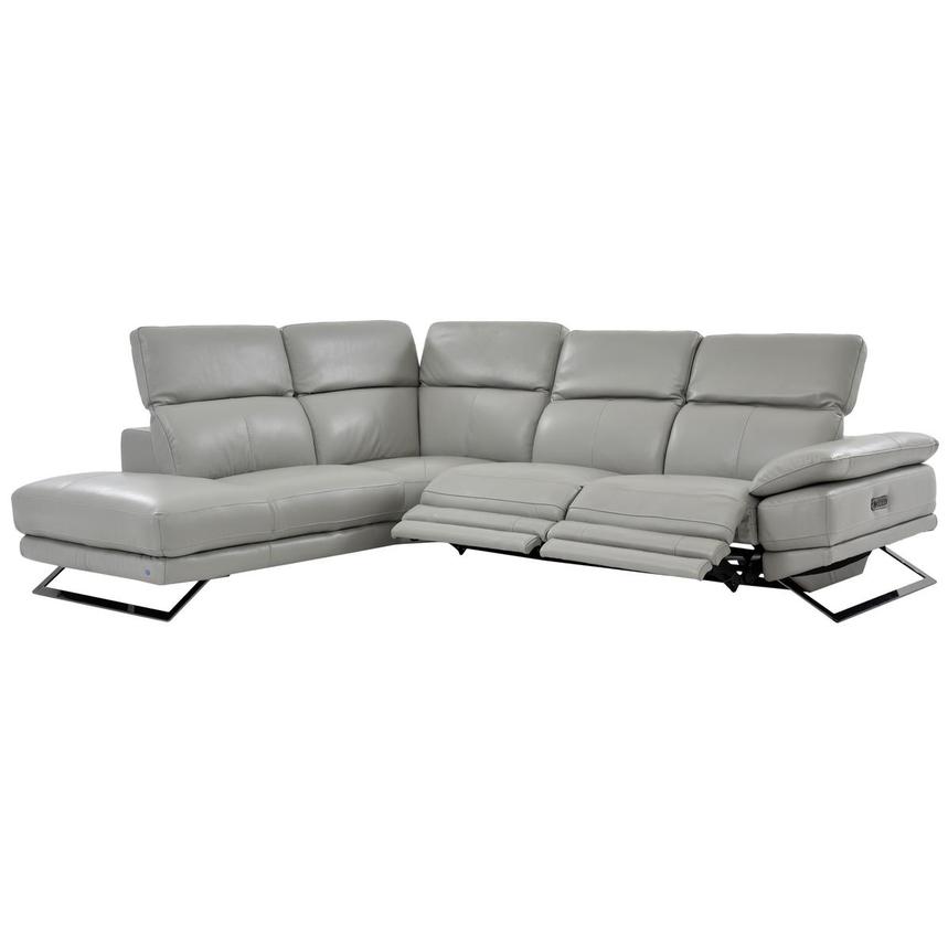 Toronto Silver Leather Power Reclining Sofa w/Left Chaise  alternate image, 2 of 7 images.