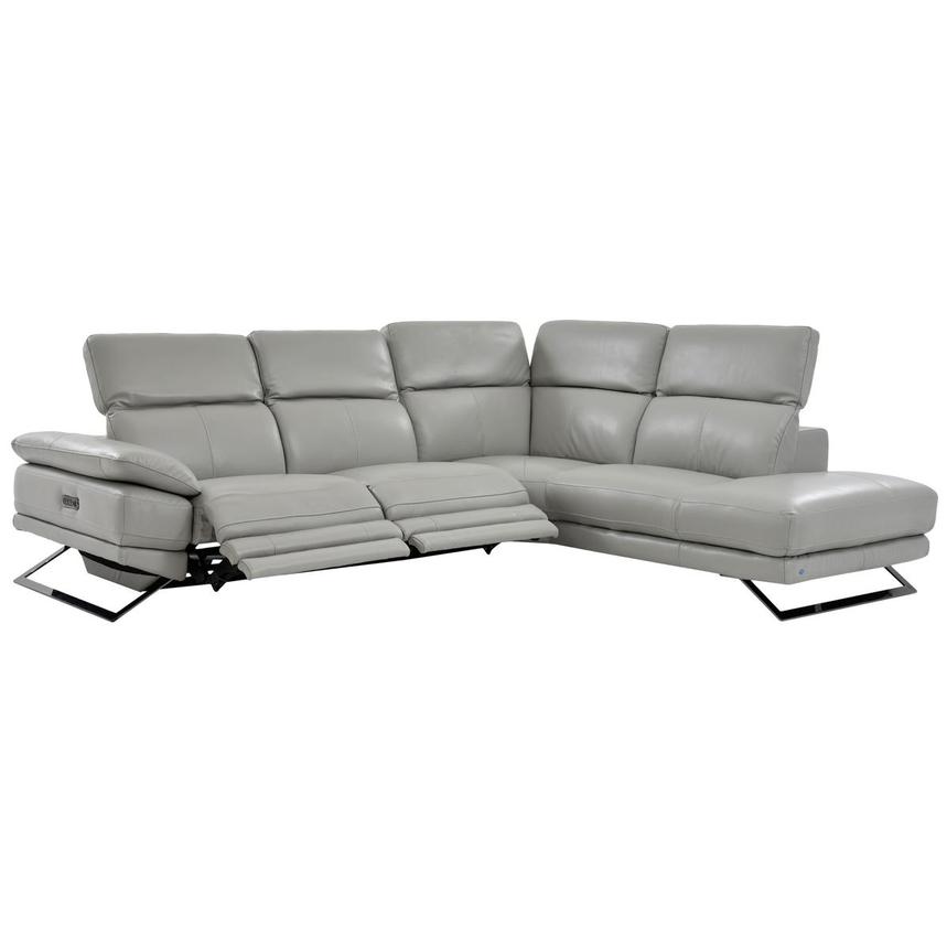Toronto Silver Leather Power Reclining Sofa w/Right Chaise alternate image, 3 of 8 images.