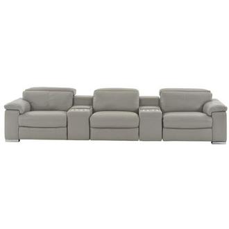 Charlie Light Gray Home Theater Leather Seating with 5PCS/2PWR