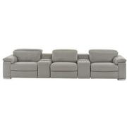 Charlie Light Gray Home Theater Leather Seating with 5PCS/2PWR  main image, 1 of 11 images.
