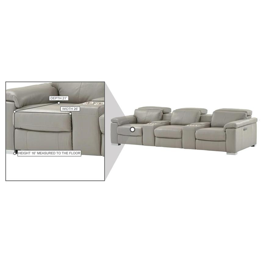 Charlie Light Gray Home Theater Leather, White Leather Theater Sofa Set