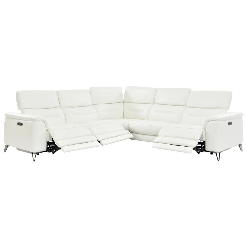 Anabel White Leather Power Reclining Sectional with 5PCS/3PWR El