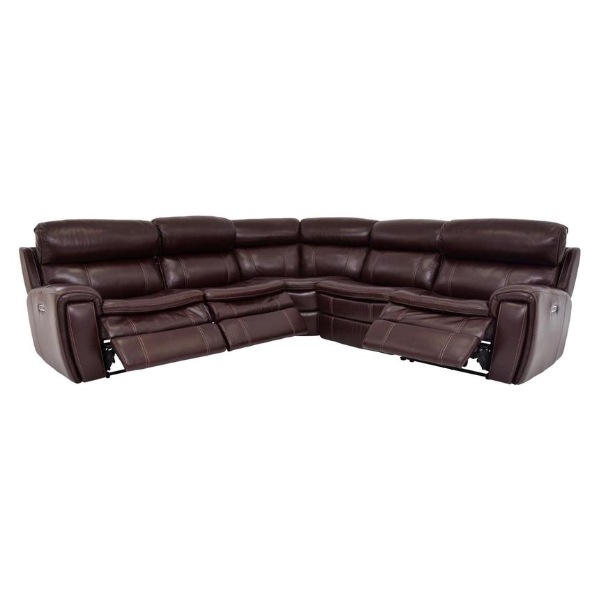 Napa Burgundy Leather Power Reclining Sectional with 5PCS/3PWR  alternate image, 2 of 8 images.