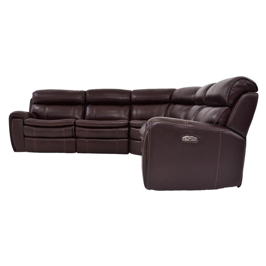Napa Burgundy Leather Power Reclining Sectional with 5PCS/2PWR  alternate image, 3 of 8 images.