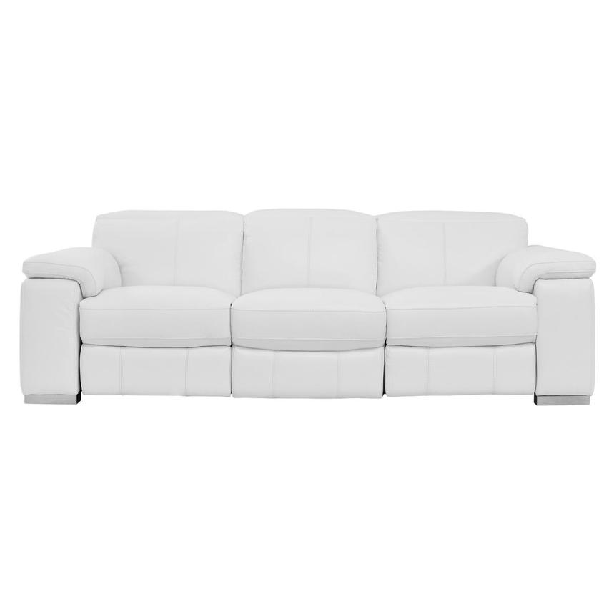 Charlie White Leather Power Reclining Sofa  main image, 1 of 9 images.