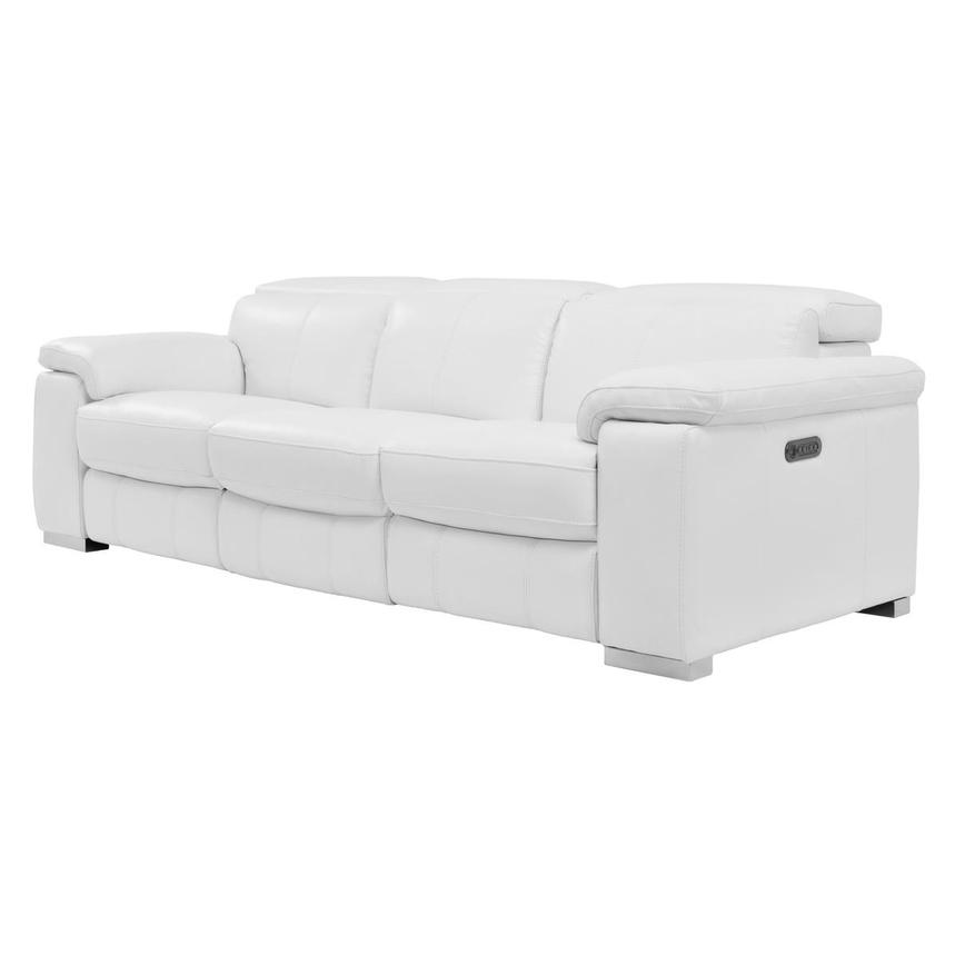 Charlie White Leather Power Reclining Sofa  alternate image, 3 of 9 images.