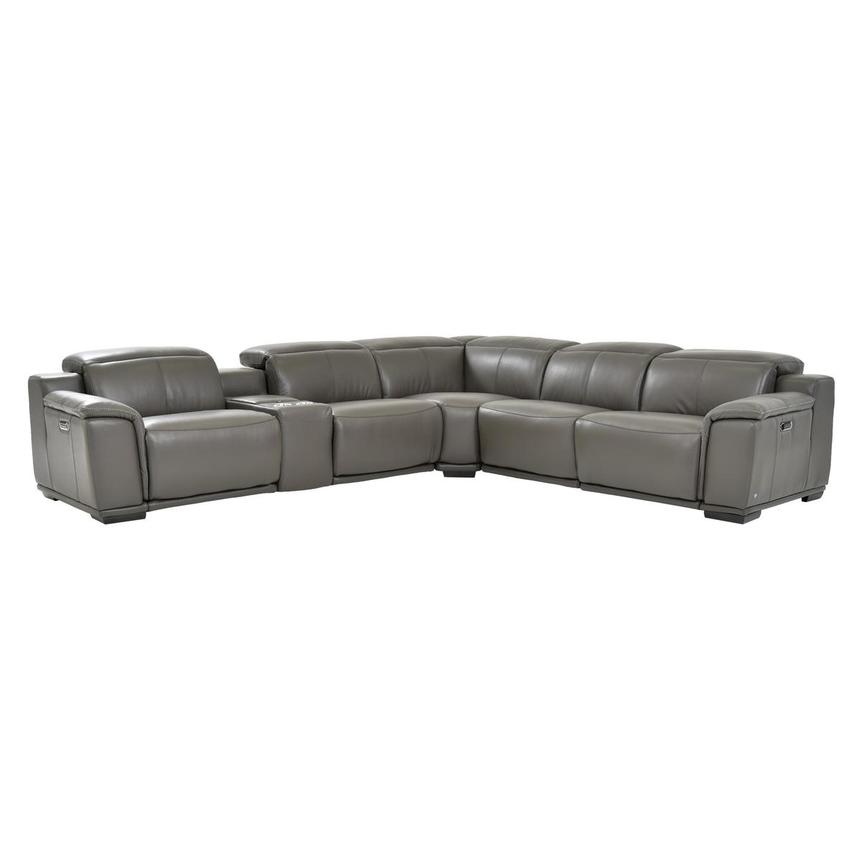 Davis 2.0 Dark Gray Leather Power Reclining Sectional with 6PCS/3PWR  main image, 1 of 9 images.
