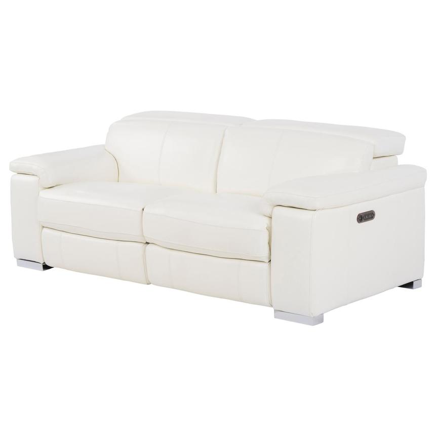 Charlie White Leather Power Reclining Loveseat  alternate image, 3 of 9 images.