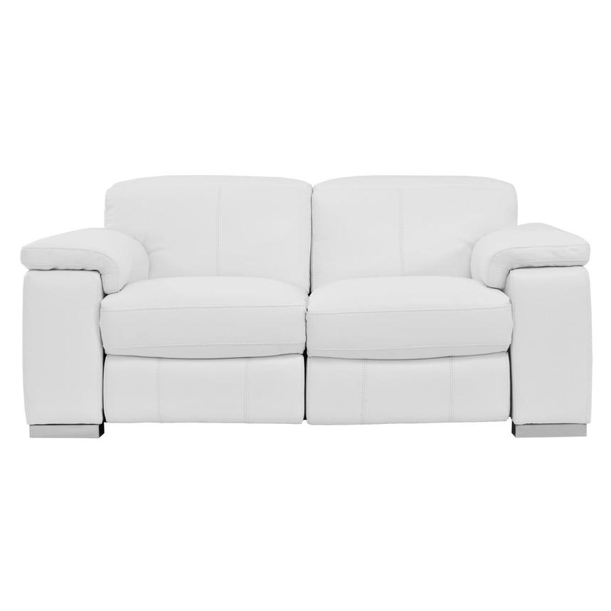 Charlie White Leather Power Reclining Loveseat  main image, 1 of 11 images.