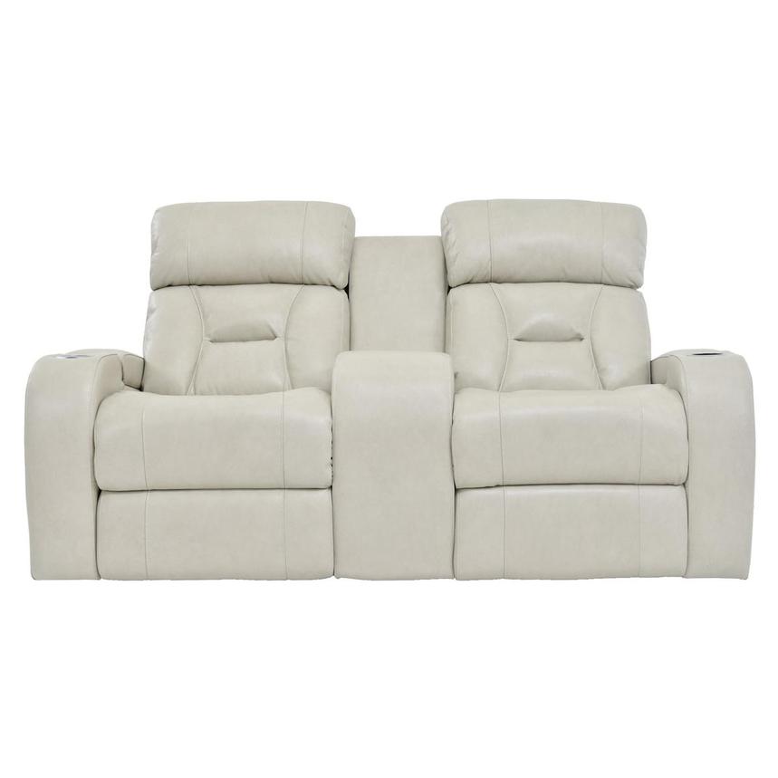 Gio Cream Leather Power Reclining Sofa w/Console  main image, 1 of 12 images.