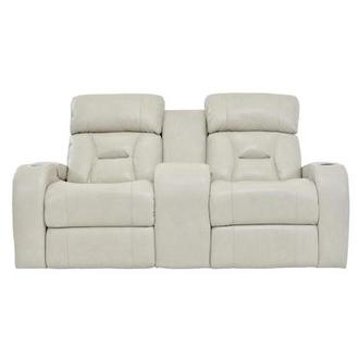 Gio Cream Leather Power Reclining Sofa w/Console