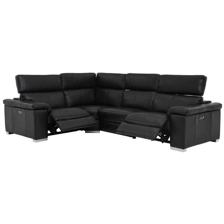Charlie Black Leather Power Reclining Sectional with 4PCS/2PWR  alternate image, 2 of 9 images.